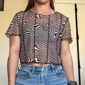 Psychedelic Print Women's Mesh Top